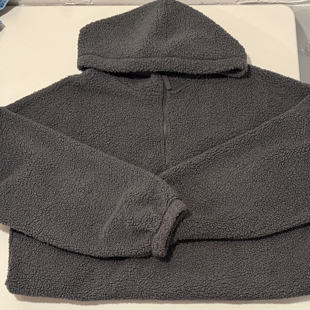 Old Navy Women's Charcoal Sherpa Quarter Zip